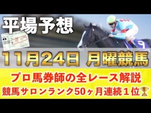 【11月24日月曜競馬予想】想定12番人気122.4倍の超大穴馬を狙い撃つ‼️プロが平場全レース予想を無料公開!【平場予想】