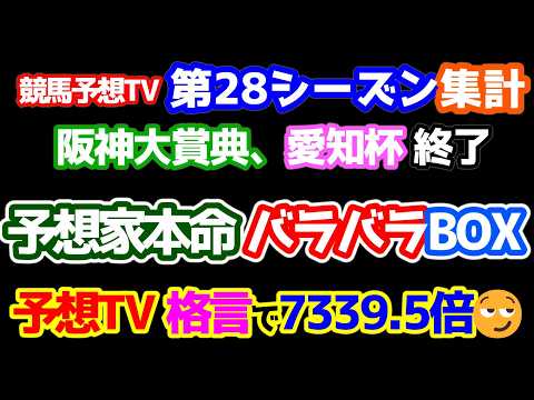 【競馬予想TV 第28シーズン集計】 競馬予想TV必殺格言、その名も「予想家本命バラバラBOX」で7339.5倍!!  【阪神大賞典、愛知杯 終了】