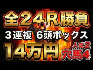 【14万円勝負】人気2頭×穴馬4頭！3連複6頭ボックス全24Rの結末…【競馬馬券場】