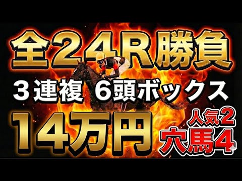 【14万円勝負】人気2頭×穴馬4頭！3連複6頭ボックス全24Rの結末…【競馬馬券場】