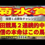 菊水賞2026競馬予想🔥9連続G1的中男の本命馬は！？