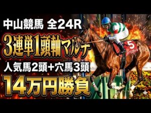 【中山競馬 全レース勝負】3連単1頭軸マルチ（人気2×穴3）で14万円ぶち込んだ結果…【競馬馬券勝負】