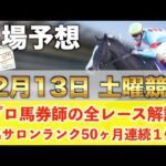 【12月13日土曜競馬予想】51週連続の新馬戦的中へ🥇プロが平場全レース予想を無料公開！【平場予想】