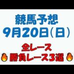 【競馬予想】９月２０日（日）全レース予想／厳選３レース(平場予想・重賞予想)