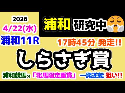 【浦和競馬研究中😏】 浦和の「牝馬限定重賞」なら一発逆転狙い？？？🤔 【2026.4.22 浦和11R しらさぎ賞】