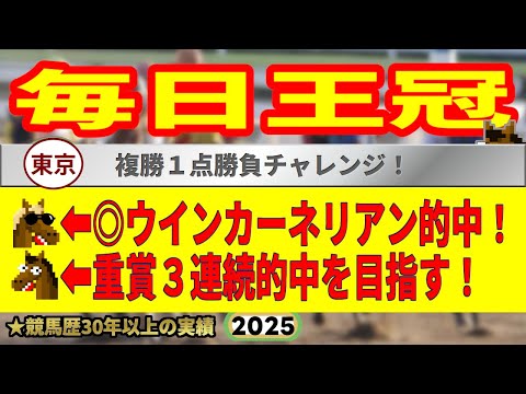 毎日王冠2025競馬予想🔥9連続G1的中男の本命馬は!?