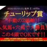 【 最終結論 】チューリップ賞 2026 予想 不動の２頭軸！！人気馬+穴馬で大勝負！！この４頭でOKです！！【中央競馬予想】